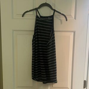 Pink Clover Olive Green and White Striped Tank Top